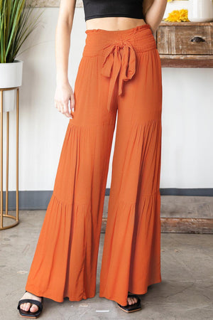 Extrovert Tie Waist Tiered High Waisted Culottes - MXSTUDIO.COM