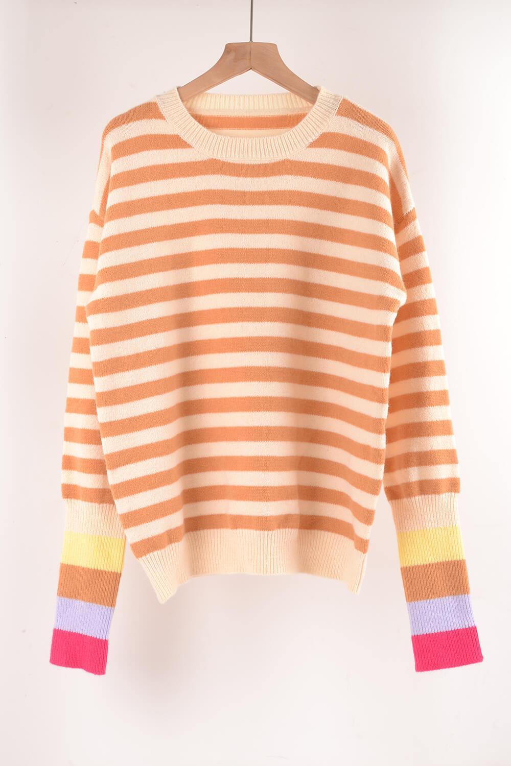 Exuberant Crew Neck Striped Sweater - MXSTUDIO.COM