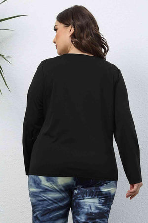 Exuberant Cutout Front Black Plus Size Top - MXSTUDIO.COM