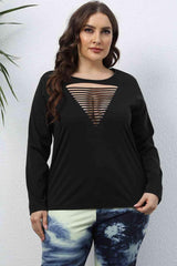 Exuberant Cutout Front Black Plus Size Top - MXSTUDIO.COM