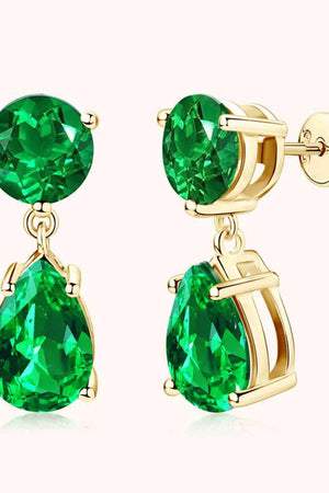 Exuberant Energy Lab-Grown Emerald Drop Earrings-MXSTUDIO.COM