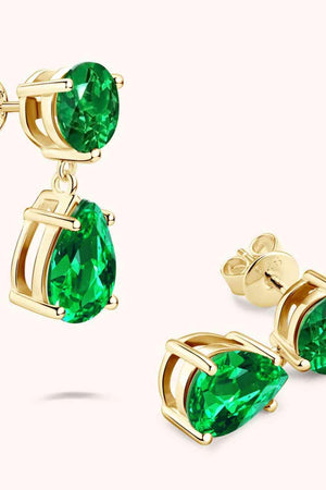 Exuberant Energy Lab-Grown Emerald Drop Earrings-MXSTUDIO.COM