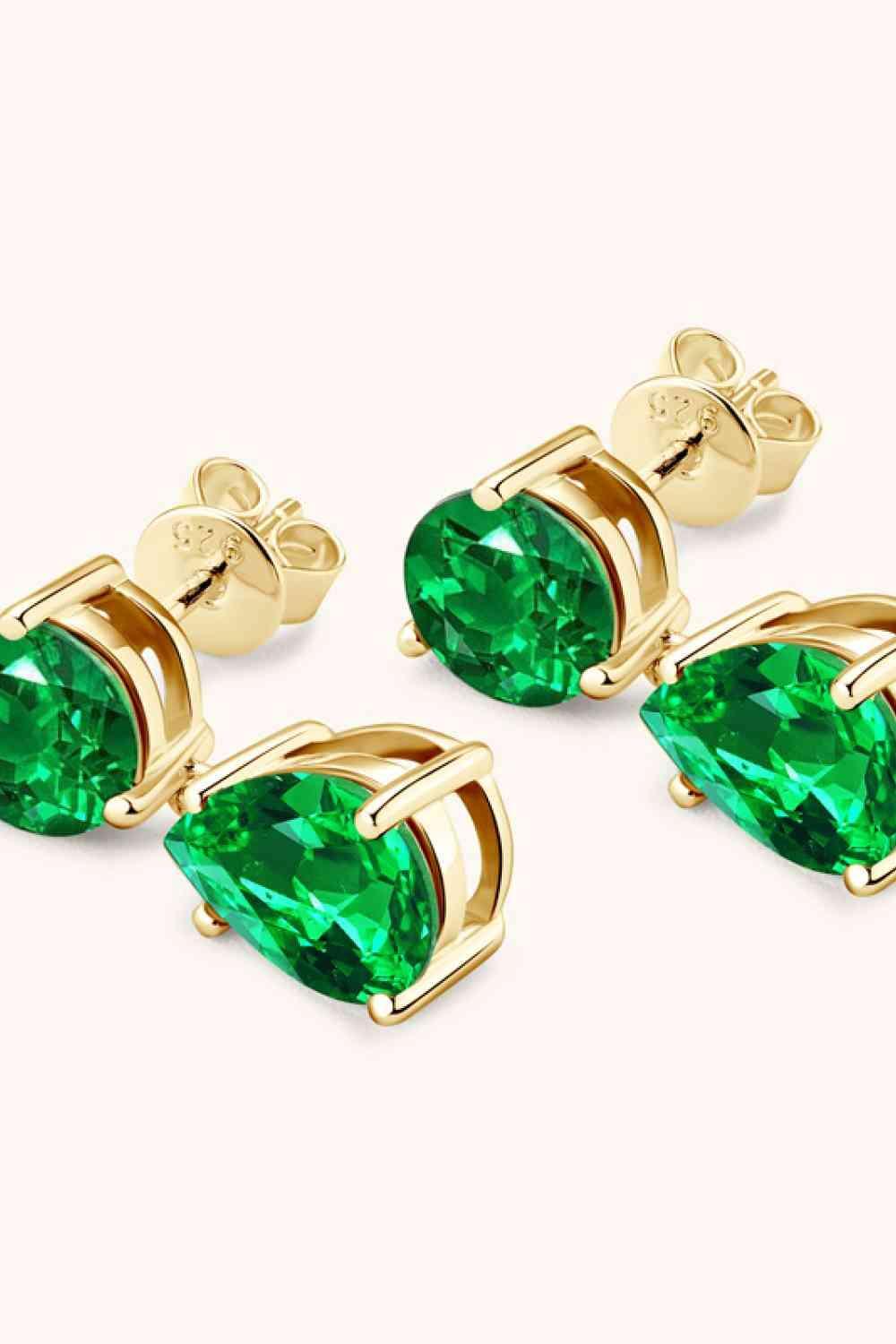 Exuberant Energy Lab-Grown Emerald Drop Earrings-MXSTUDIO.COM