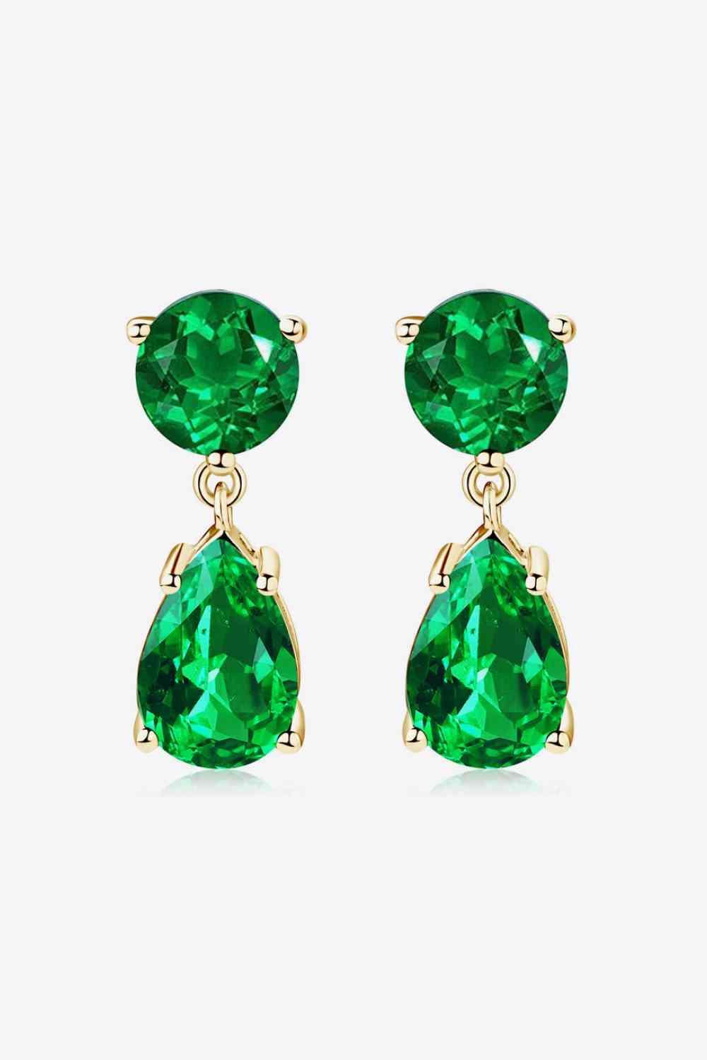 Exuberant Energy Lab-Grown Emerald Drop Earrings-MXSTUDIO.COM