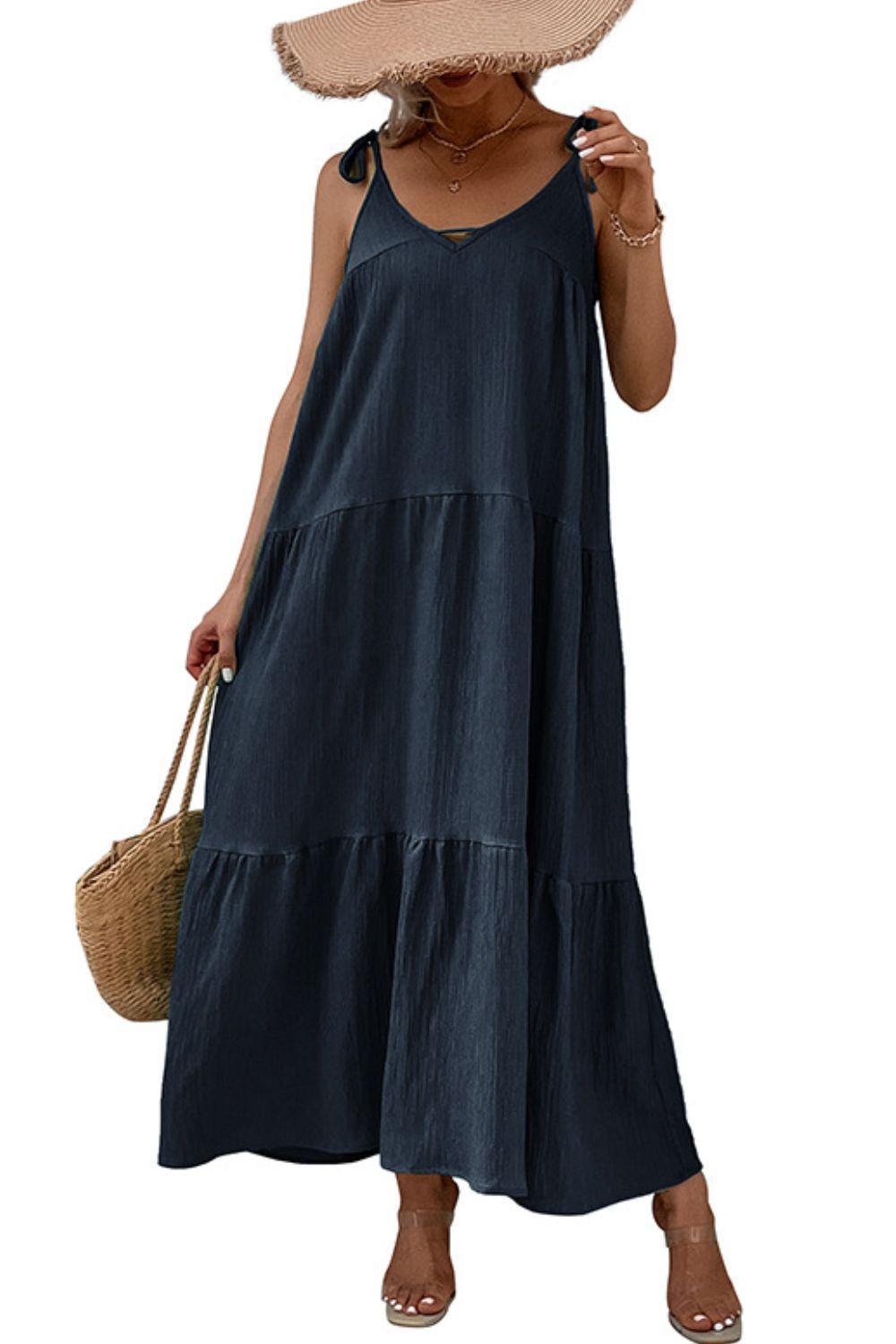 Exuding Sophistication Sleeveless Tiered Maxi Dress - MXSTUDIO.COM