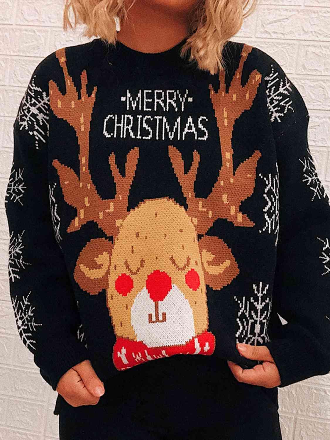 Eye-Catcher Long Sleeve Merry Christmas Sweater-MXSTUDIO.COM