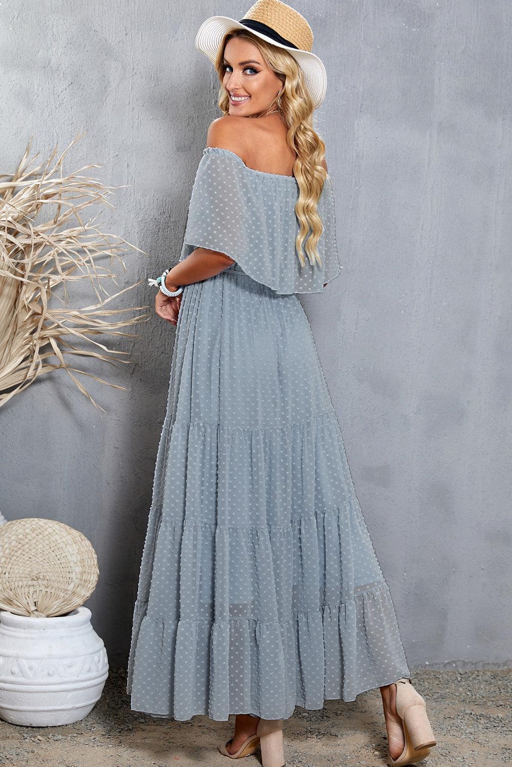 Fabulous Off-Shoulder Tiered Maxi Dress - MXSTUDIO.COM