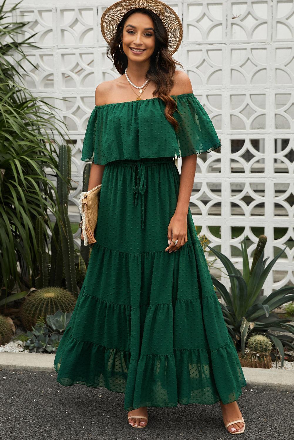 Fabulous Off-Shoulder Tiered Maxi Dress - MXSTUDIO.COM