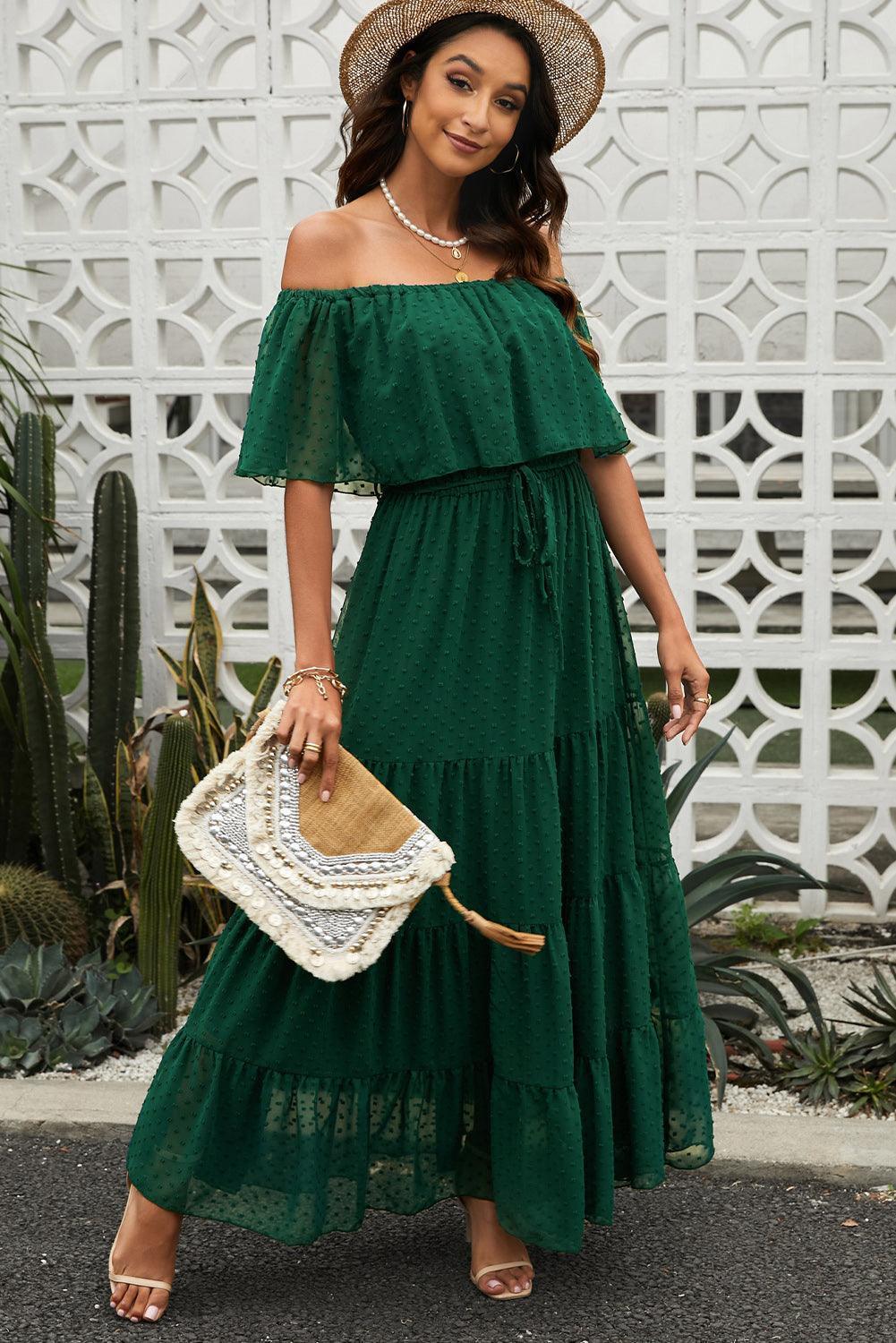 Fabulous Off-Shoulder Tiered Maxi Dress - MXSTUDIO.COM