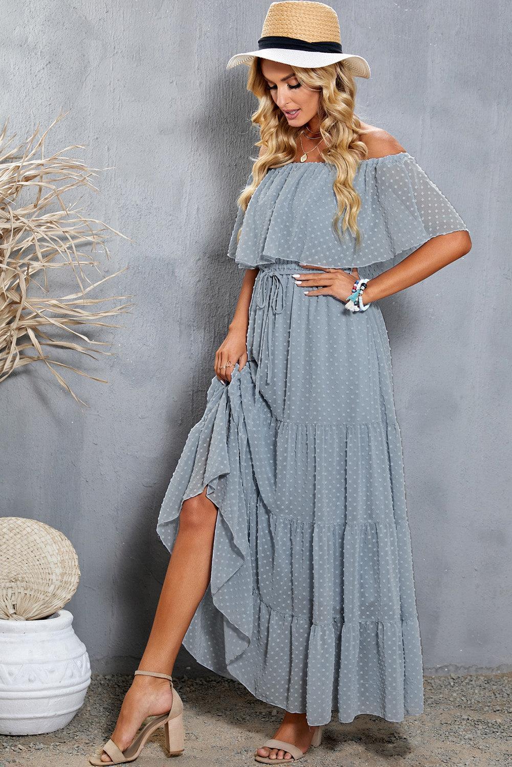 Fabulous Off-Shoulder Tiered Maxi Dress - MXSTUDIO.COM