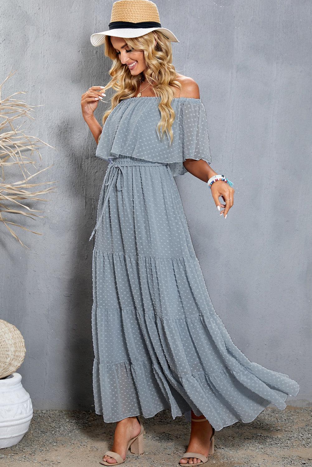 Fabulous Off-Shoulder Tiered Maxi Dress - MXSTUDIO.COM