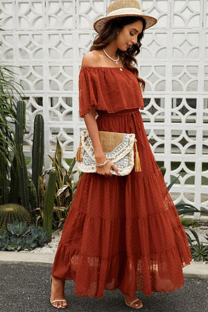 Fabulous Off-Shoulder Tiered Maxi Dress - MXSTUDIO.COM