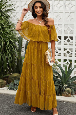 Fabulous Off-Shoulder Tiered Maxi Dress - MXSTUDIO.COM