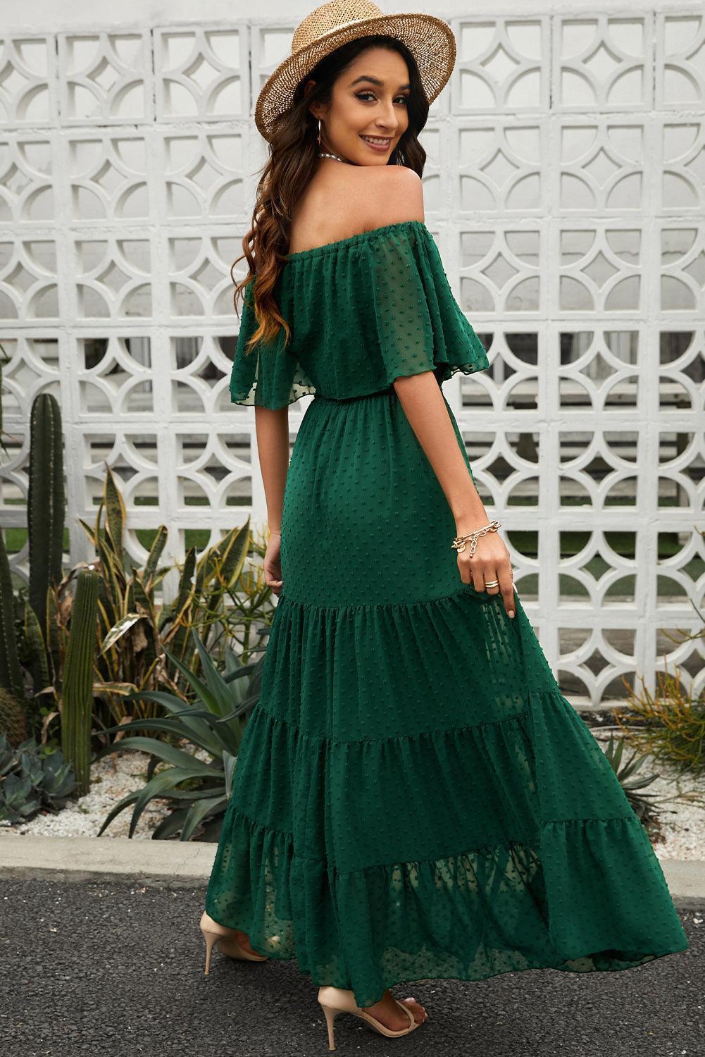 Fabulous Off-Shoulder Tiered Maxi Dress - MXSTUDIO.COM