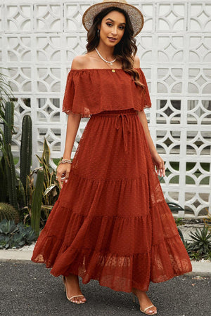 Fabulous Off-Shoulder Tiered Maxi Dress - MXSTUDIO.COM