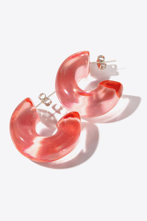 Face Fashion C-Shaped Resin Hoop Earrings - MXSTUDIO.COM