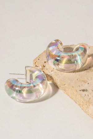 Face Fashion C-Shaped Resin Hoop Earrings - MXSTUDIO.COM