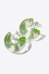 Face Fashion C-Shaped Resin Hoop Earrings - MXSTUDIO.COM