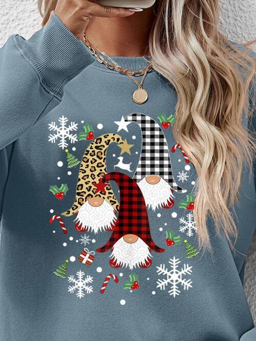 Faceless Gnomes Graphic Festive Sweatshirt-MXSTUDIO.COM