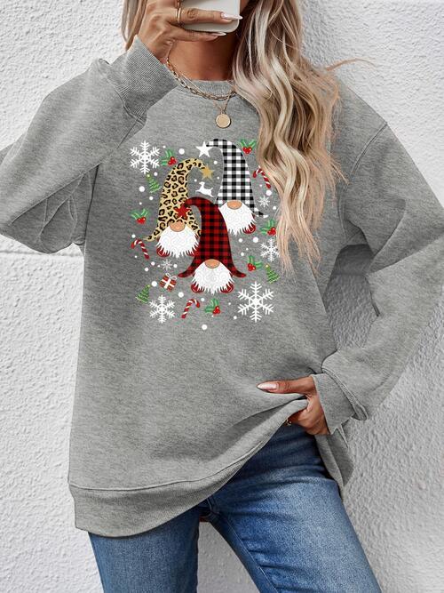 Faceless Gnomes Graphic Festive Sweatshirt-MXSTUDIO.COM