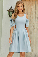 Fairy-Like Cold Shoulder Cut Out Mini Dress - MXSTUDIO.COM