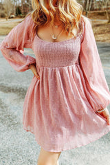 Fairy-Like Dusty Pink Scoop Neck Mini Dress - MXSTUDIO.COM