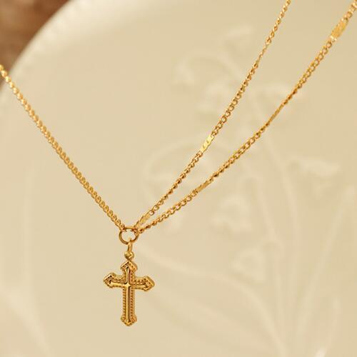 Faith Symbol Titanium Steel Cross Pendant Necklace-MXSTUDIO.COM