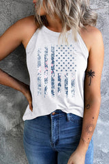 Faithful White Graphic USA Flag Tank Top - MXSTUDIO.COM