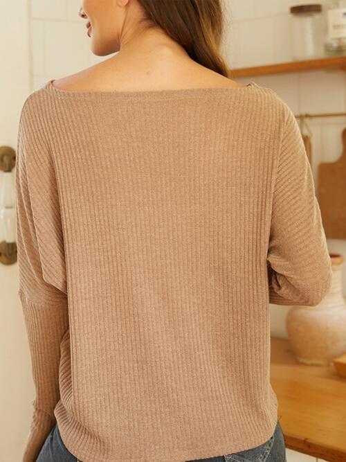 Fall Allure Knit Boat Neck Sweater-MXSTUDIO.COM