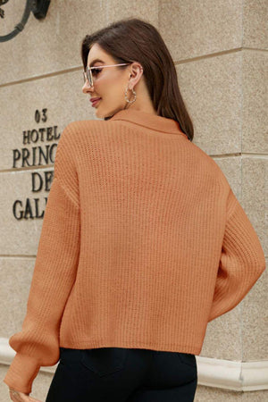 Fall Charisma Ribbed Knit Collared Sweater - MXSTUDIO.COM