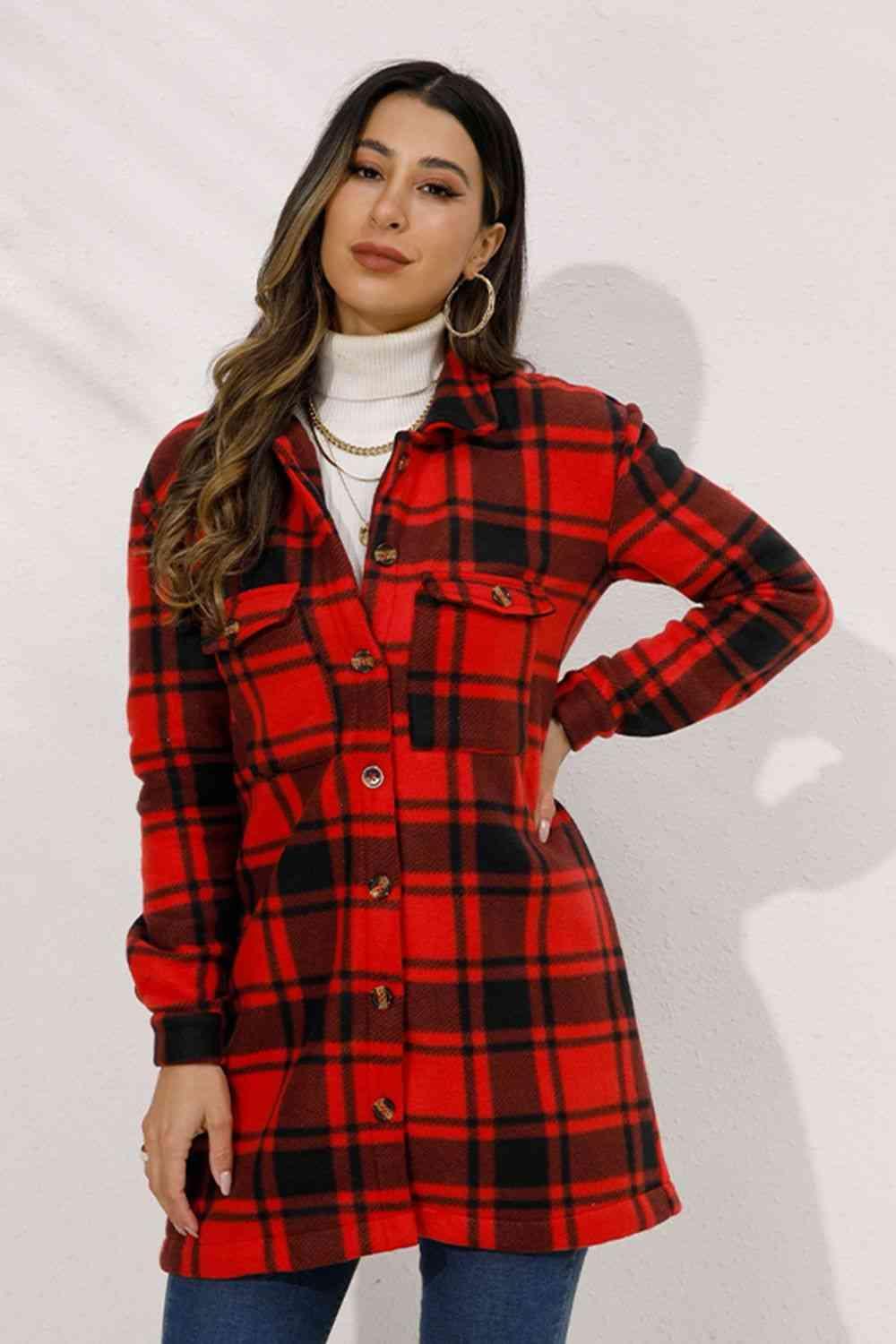 Fall Chic Button Down Long Plaid Coat - MXSTUDIO.COM