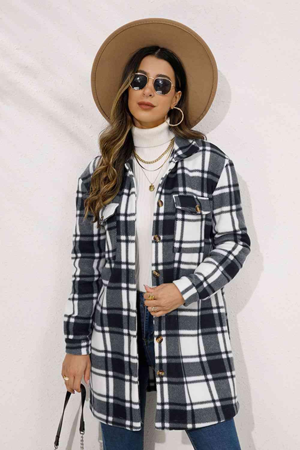 Fall Chic Button Down Long Plaid Coat - MXSTUDIO.COM