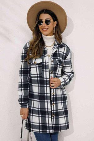 Fall Chic Button Down Long Plaid Coat - MXSTUDIO.COM