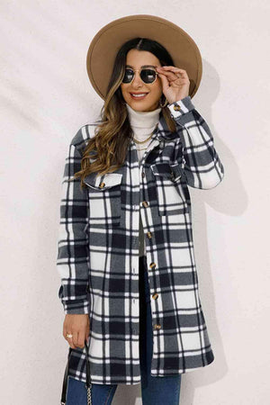 Fall Chic Button Down Long Plaid Coat - MXSTUDIO.COM