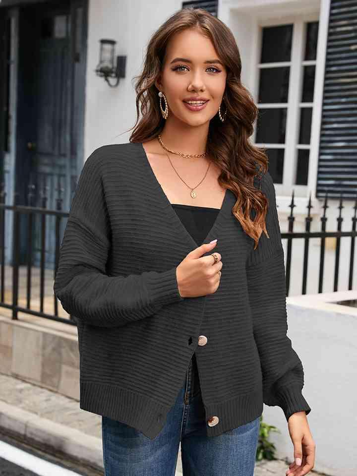 Fall Chic Buttoned V Neck Cardigan - MXSTUDIO.COM