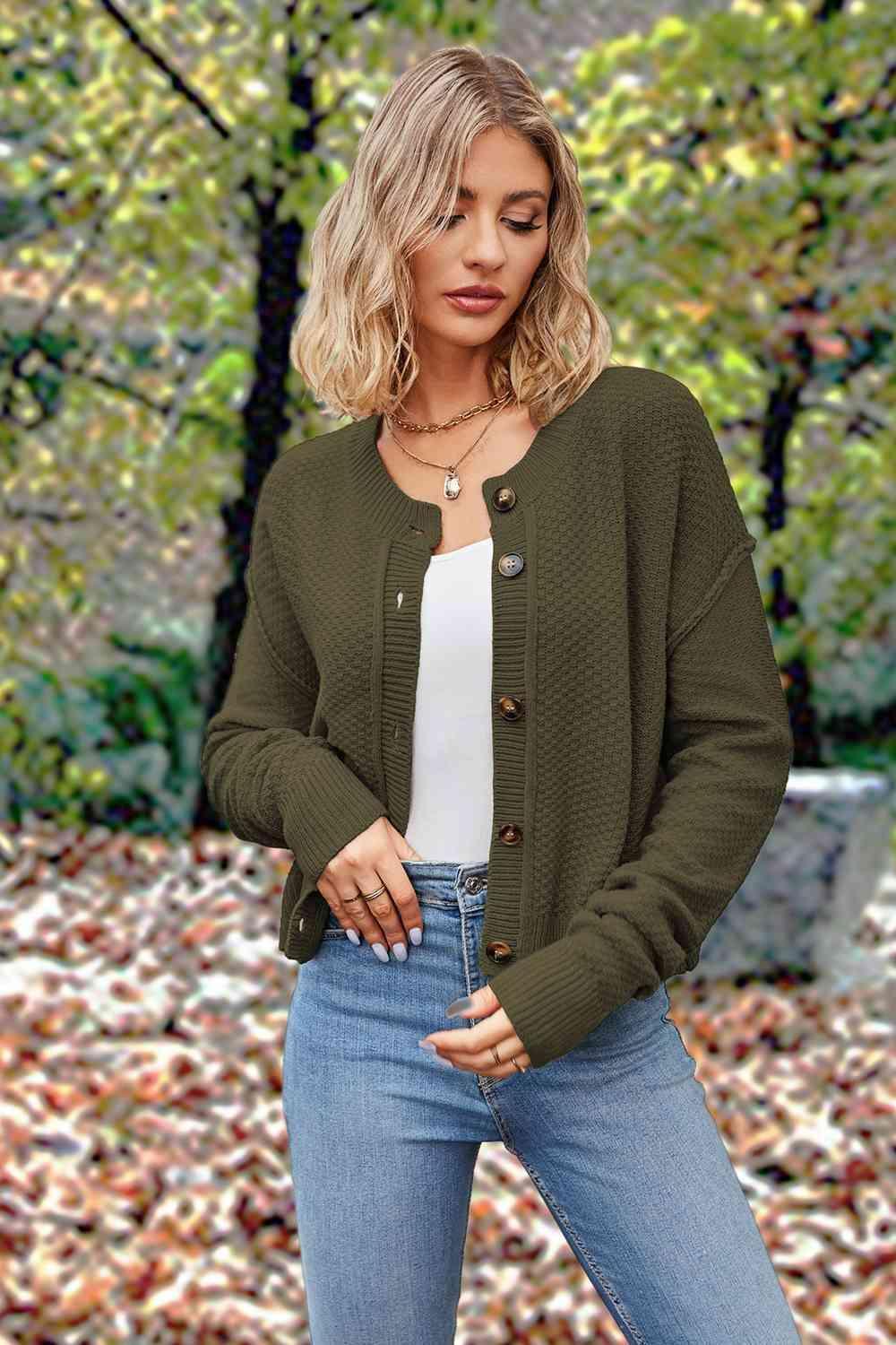 Fall Comfort Crew Neck Button Up Cardigan - MXSTUDIO.COM