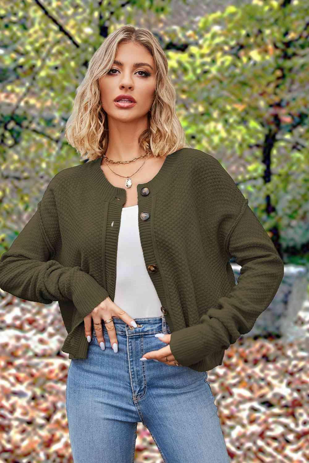 Fall Comfort Crew Neck Button Up Cardigan - MXSTUDIO.COM