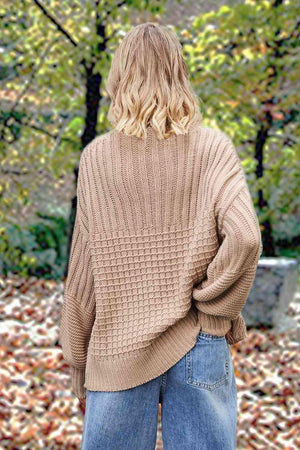 Fall Comfort Crew Neck Lantern Sleeve Sweater-MXSTUDIO.COM