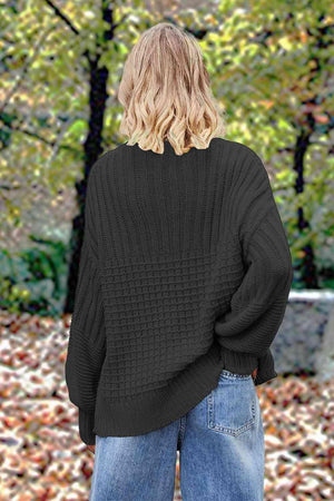 Fall Comfort Crew Neck Lantern Sleeve Sweater-MXSTUDIO.COM