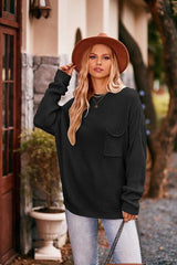 Fall Ensemble Pocketed Drop Shoulder Sweater - MXSTUDIO.COM