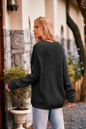 Fall Ensemble Pocketed Drop Shoulder Sweater - MXSTUDIO.COM