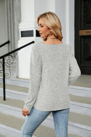 Fall Fascination Square Neck Long Sleeve Top - MXSTUDIO.COM