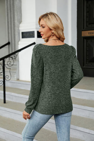 Fall Fascination Square Neck Long Sleeve Top - MXSTUDIO.COM