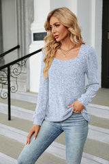 Fall Fascination Square Neck Long Sleeve Top - MXSTUDIO.COM