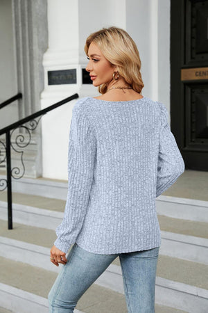 Fall Fascination Square Neck Long Sleeve Top - MXSTUDIO.COM