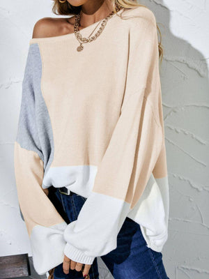 Fall Fashion Color Block Oversized Sweater - MXSTUDIO.COM