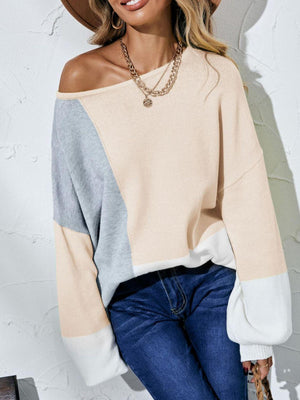 Fall Fashion Color Block Oversized Sweater - MXSTUDIO.COM
