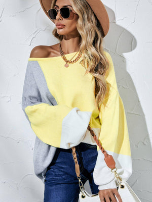 Fall Fashion Color Block Oversized Sweater - MXSTUDIO.COM