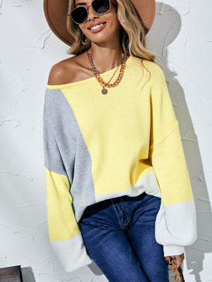 Fall Fashion Color Block Oversized Sweater - MXSTUDIO.COM
