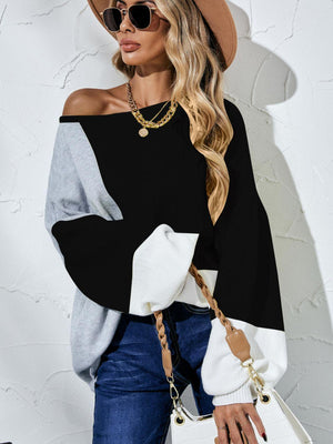 Fall Fashion Color Block Oversized Sweater - MXSTUDIO.COM